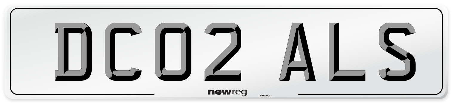 DC02 ALS Number Plate from New Reg